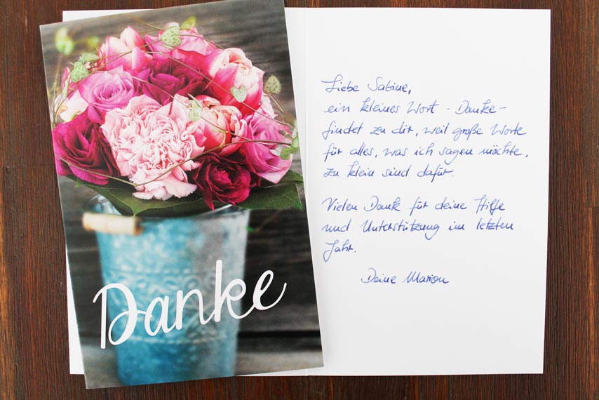 Handgeschriebene Karten und Briefe - Handgeschriebene Grußkarte „Danke“